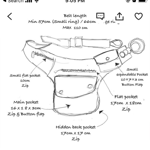 Hip bag belt / festival pouch belt / real leather belt bag/ Fanny pack - Picture 8 of 9
